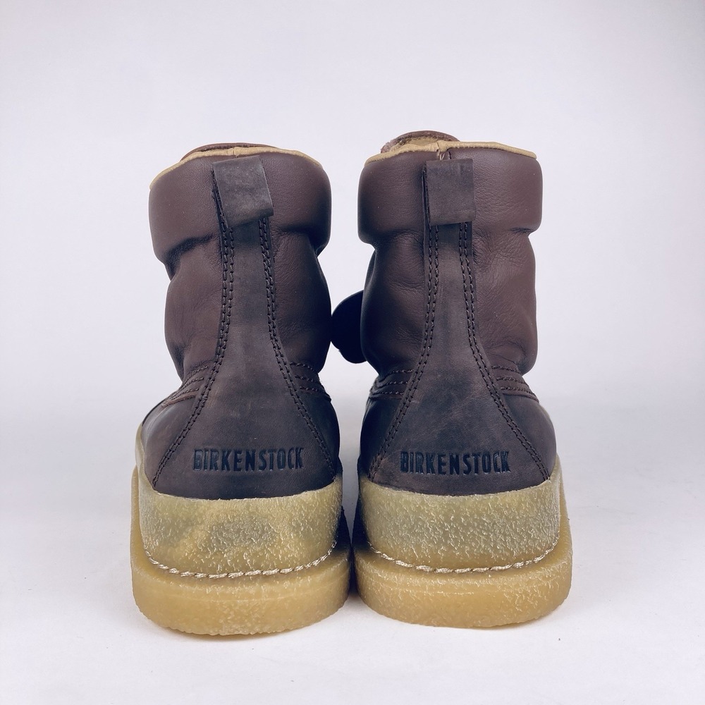 Birkenstock Brown Leather Ankle Boots with Tan Crepe Sole - Picture 5 of 12